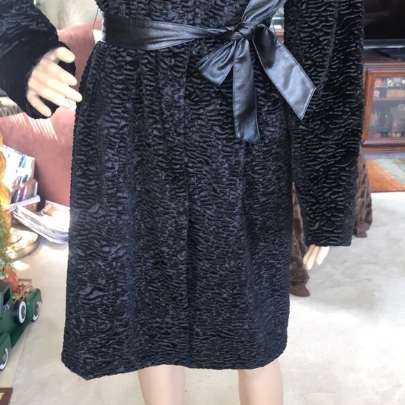 Style & Co. Black Belted Ribbed Velvet Coat Snap Closure - Picture 5 of 15